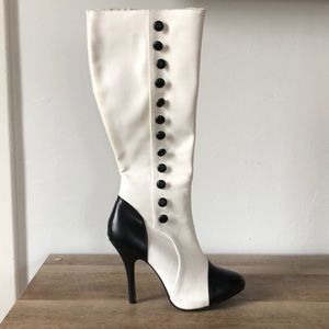 Funtasma white and black knee high boots